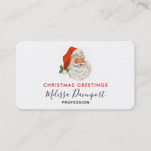 Retro Vintage Jolly Santa Claus Christmas Business Card