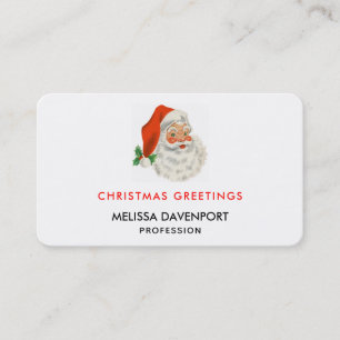 Retro Vintage Jolly Santa Claus Christmas Business Card