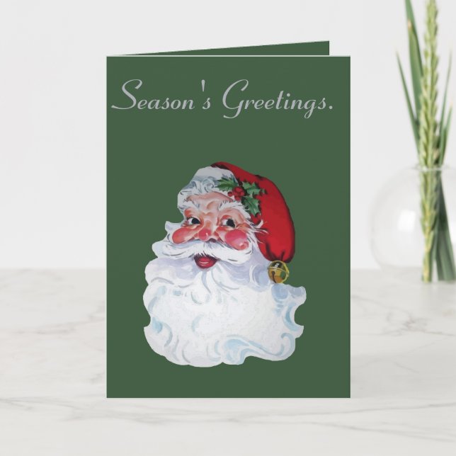 Retro Vintage Jolly Santa Claus Christmas Card (Front)
