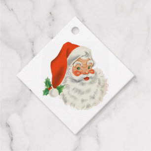 Retro Vintage Jolly Santa Claus Christmas Favour Tags