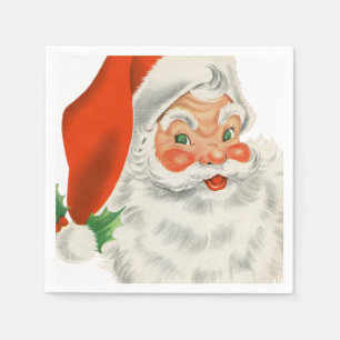 Retro Vintage Jolly Santa Claus Christmas Napkin