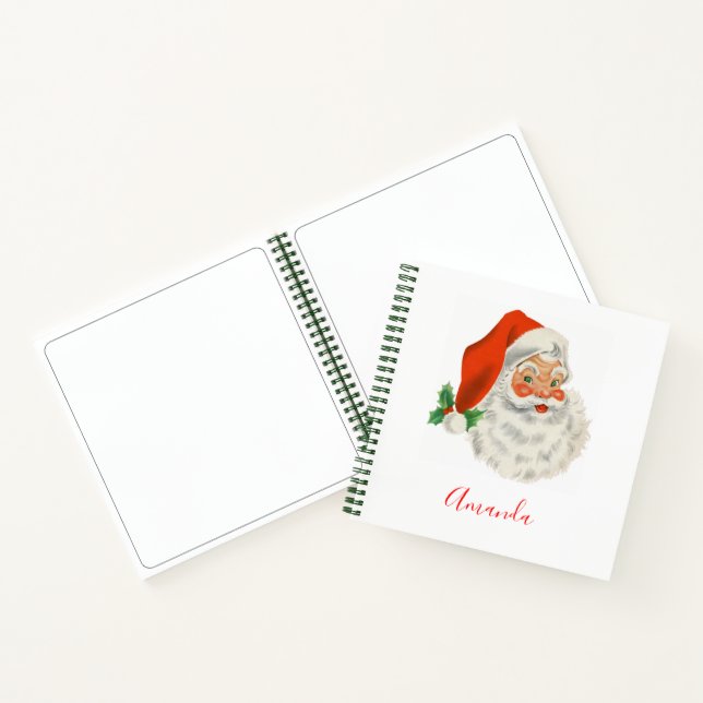 Retro Vintage Jolly Santa Claus Christmas Notebook (Inside)