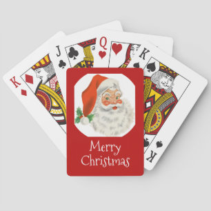 Retro Vintage Jolly Santa Claus Christmas Playing Cards