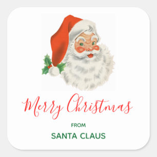 Retro Vintage Jolly Santa Claus Christmas Square Sticker