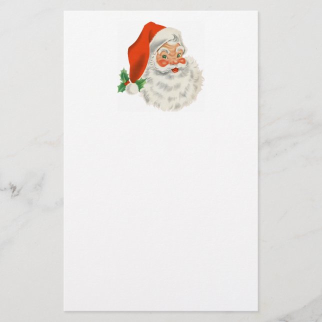 Retro Vintage Jolly Santa Claus Christmas Stationery (Front)