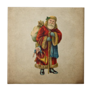 Retro Vintage Jolly Santa Claus Christmas Tile