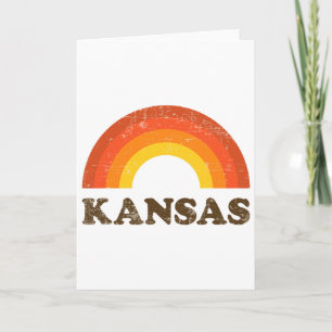 Retro Vintage Kansas Souvenir 70s Rainbow Distress Card