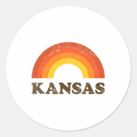 Retro Vintage Kansas Souvenir 70s Rainbow Distress