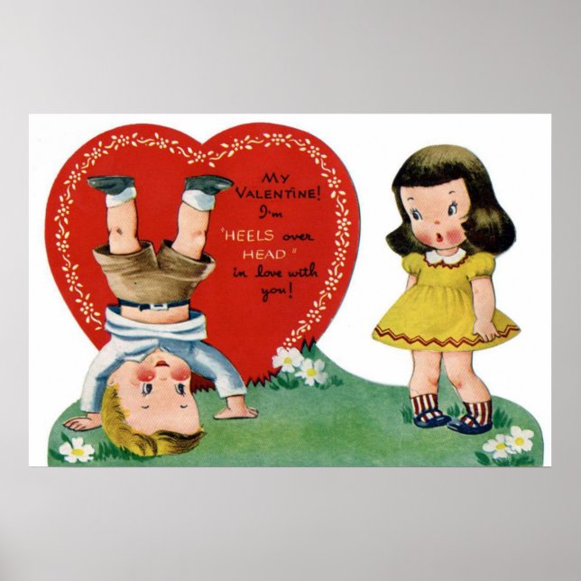 Retro vintage kids Valentine poster (Front)
