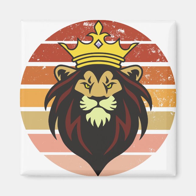 Retro vintage king lion magnet (Front)