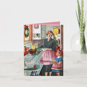 retro vintage Kitchen baking lady child  sentiment Note Card