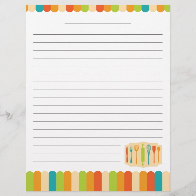 Retro Vintage Kitchen Cooking Utensils Recipe (Front)