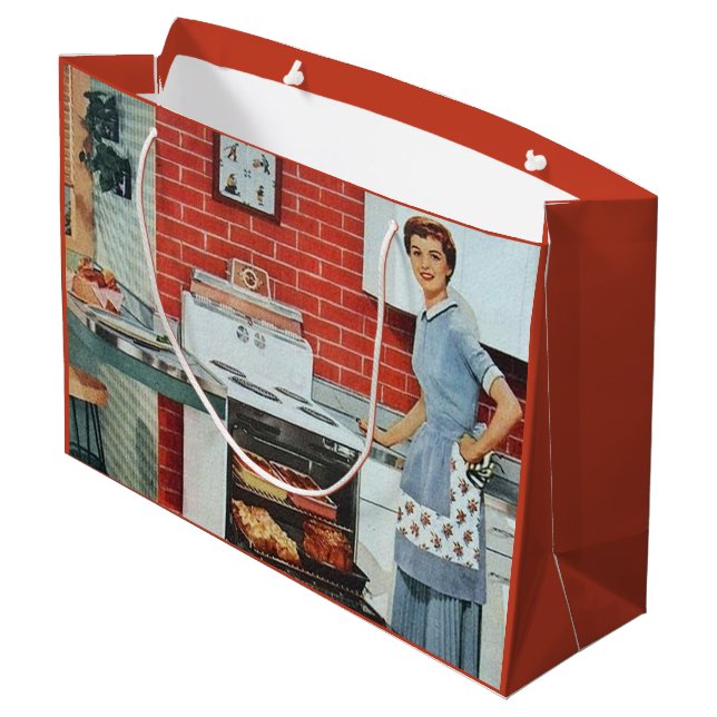 retro vintage kitchen lady  large gift bag (Back Angled)