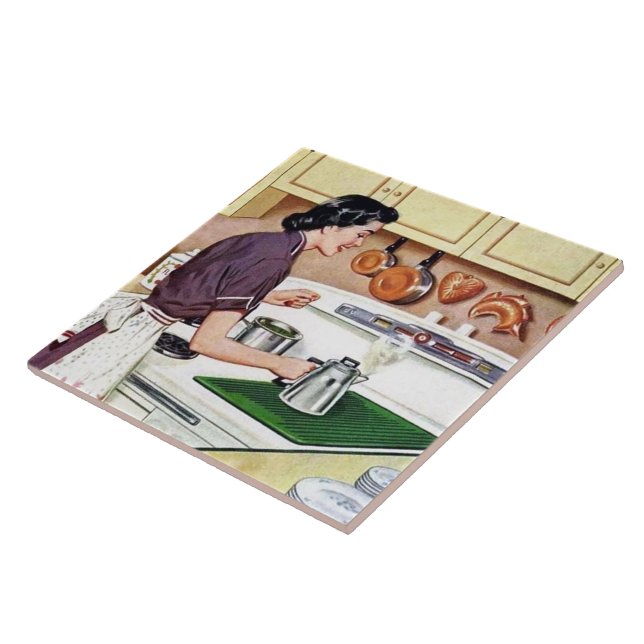 retro vintage kitchen lady tile (Side)