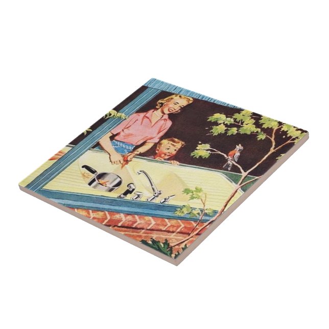 retro vintage kitchen lady tile (Side)