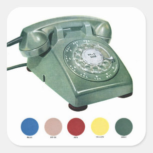 Retro Vintage Kitsch Telephone Phone Model 500 Square Sticker