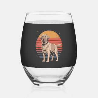 Retro Vintage Labrador Retriever Dog Lover Gifts Stemless Wine Glass