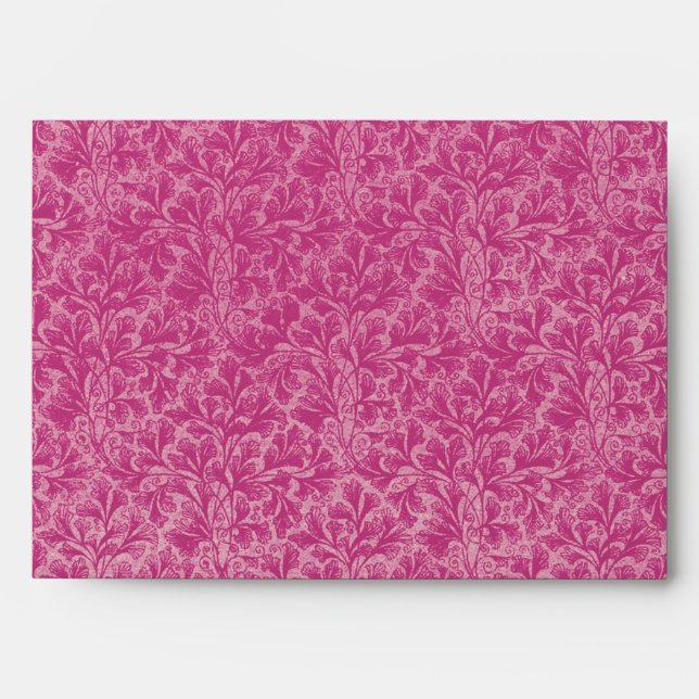 Retro Vintage Lace Leaf Rose Pink Envelope (Front)