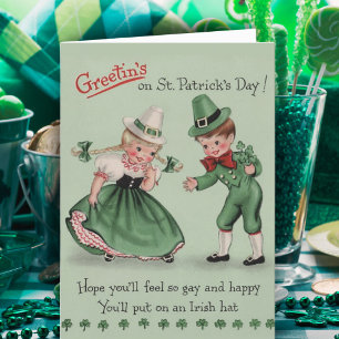 Retro Vintage Lad & Lass Custom St Patrick's Day Holiday Card