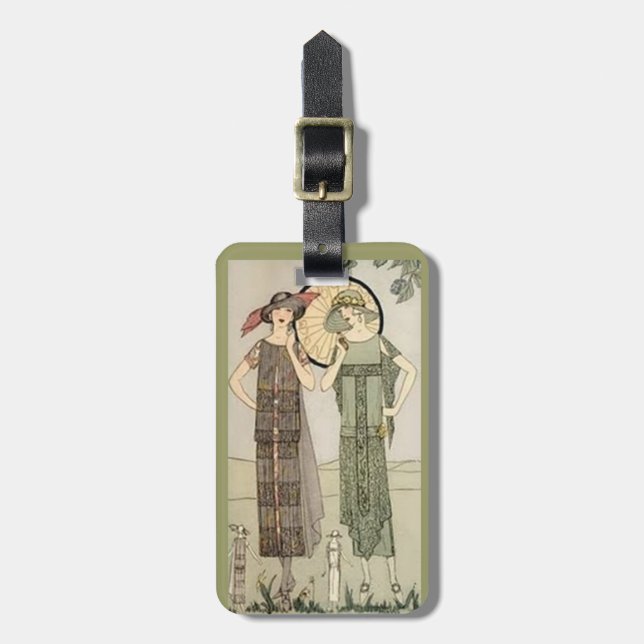 Retro Vintage Ladies Flapper Fashion Luggage Tag (Front Vertical)