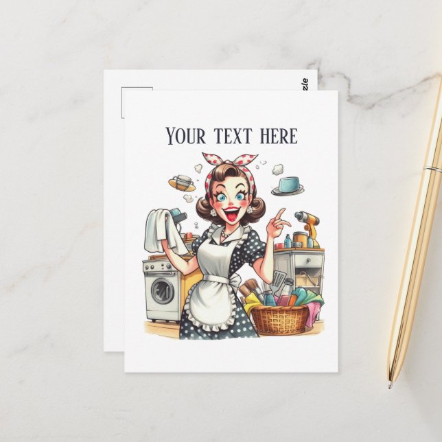 retro vintage lady add text postcard (Front/Back In Situ)