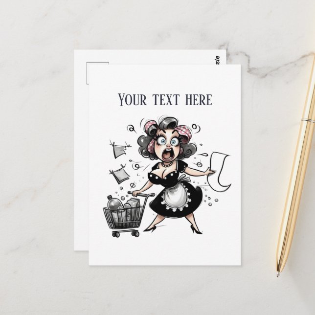 retro vintage lady add text  postcard (Front/Back In Situ)