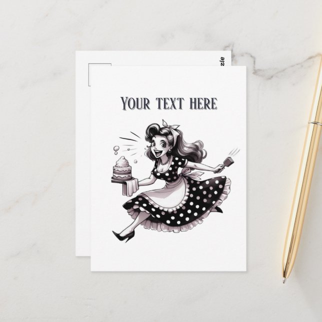retro vintage lady add text  postcard (Front/Back In Situ)