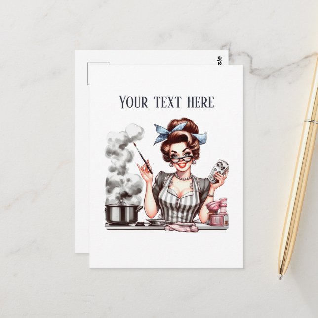 retro vintage lady add text  postcard (Front/Back In Situ)