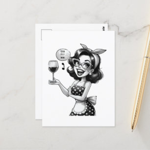 retro vintage lady add text postcard