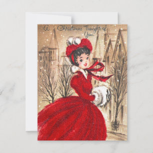 Retro Vintage lady Christmas add message card
