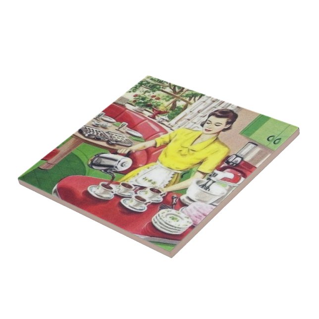 retro vintage lady serving everyday tile (Side)