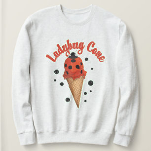 Retro Vintage Ladybug Whimsical Ice Cream Art Sweatshirt