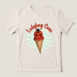 Retro Vintage Ladybug Whimsical Ice Cream Art Tri-Blend Shirt