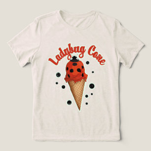 Retro Vintage Ladybug   Whimsical Ice Cream Art Tri-Blend Shirt