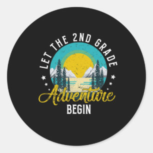 Retro Vintage Let The 2nd Grade Adventure Ck To Sc Classic Round Sticker