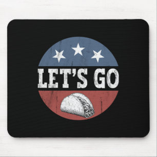Retro Vintage Let's Go Taco Us Flag American Flag  Mouse Mat