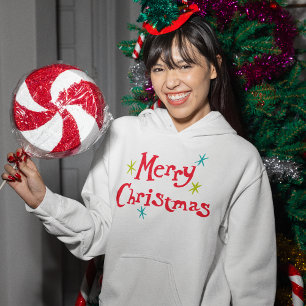 Retro Vintage Lettering Merry Christmas Hoodie