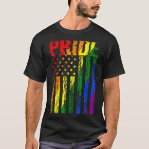 Retro Vintage Lgbt Pride American Flag Lesbian Gay T-Shirt