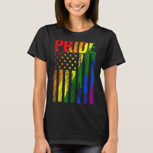 Retro Vintage Lgbt Pride American Flag Lesbian Gay T-Shirt