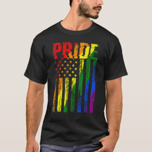 Retro Vintage Lgbt Pride American Flag Lesbian Gay T-Shirt
