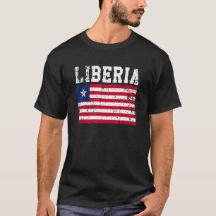 Retro Vintage Liberia Flag Liberian Roots T-Shirt
