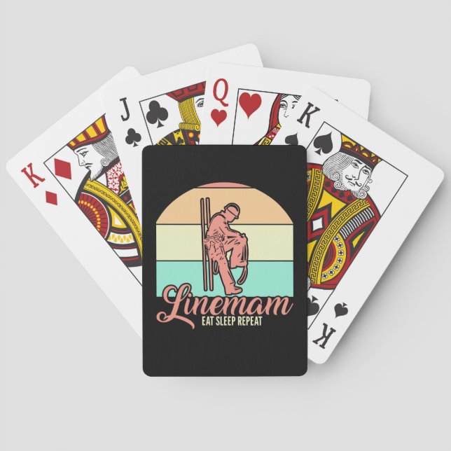Retro Vintage Lineman  Playing Cards (Back)