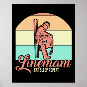 Retro Vintage Lineman Poster