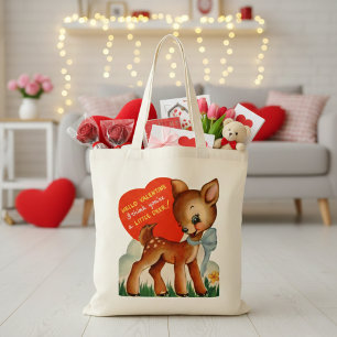 Retro Vintage Little Deer Valentine Tote Bag