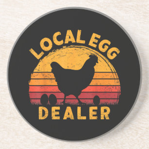 Retro Vintage Local Egg Dealer Farmer Chicken Egg Coaster