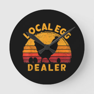 Retro Vintage Local Egg Dealer Farmer Chicken Egg Round Clock
