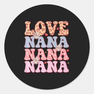 Retro Vintage Love Nana Stacked Sweetheart Nana Va Classic Round Sticker