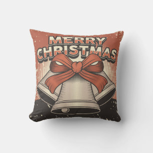 Retro Vintage Man Cave Christmas bells Cushion