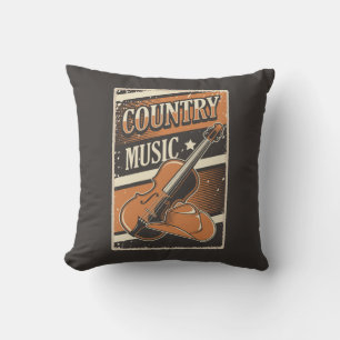 Retro Vintage Man Cave Country Music Cushion