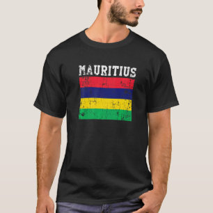 Retro Vintage Mauritius Flag Mauritian Roots   T-Shirt